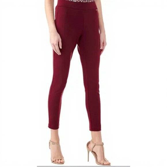 Michael Kors Seamed Front Ponte Knit Leggings Size M Merlot NWT - Picture 1 of 12